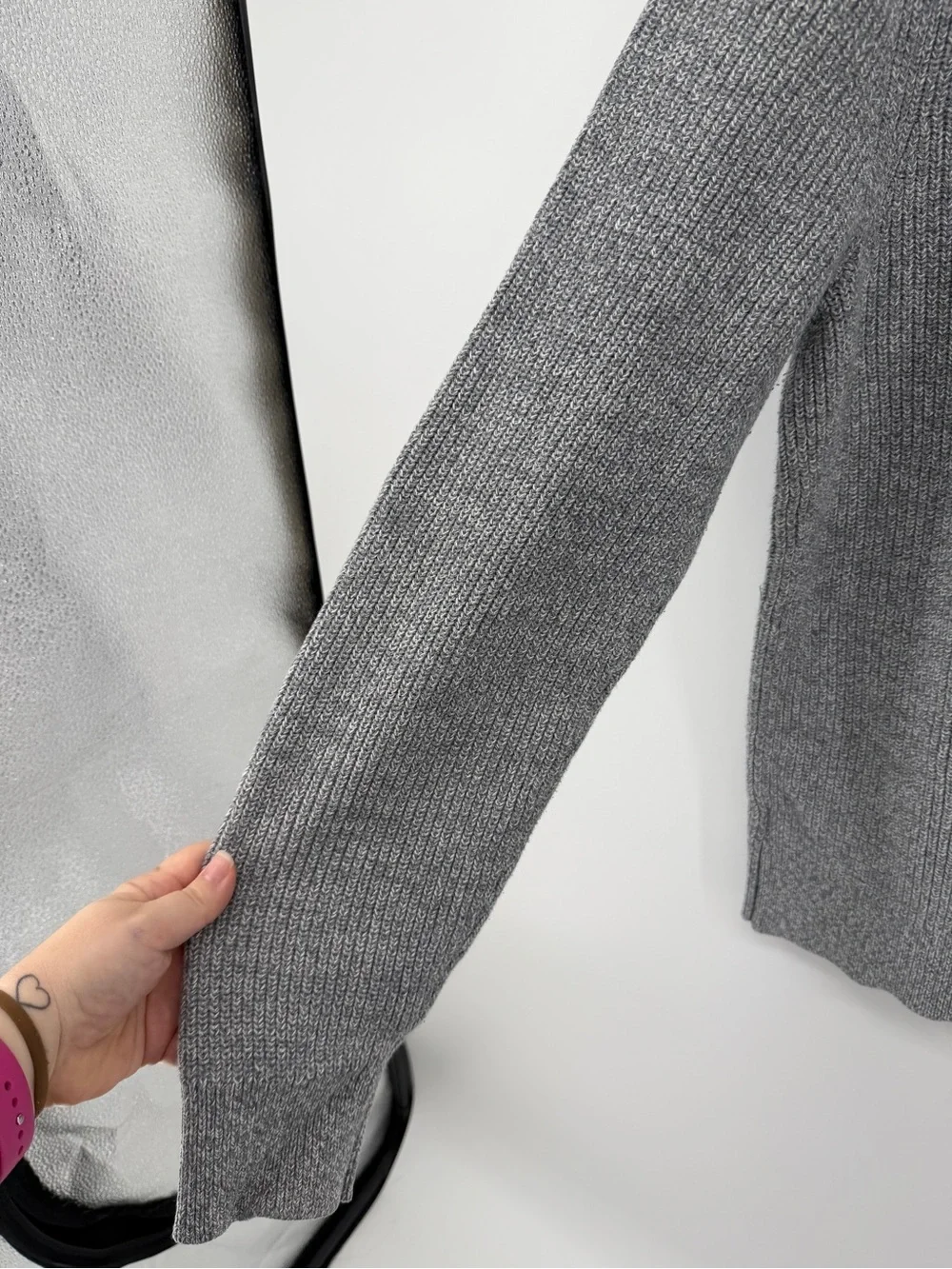 Normalcore Preppy Quiet LuxuryGap For Good Grey Ribbed Knit Crewneck Sweater SzL
